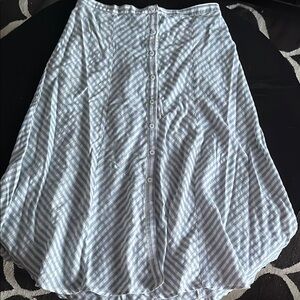 Max Studio Light Blue and White Striped Midi Skirt
